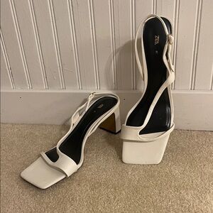 Zara Elegant White Heeled Sandals